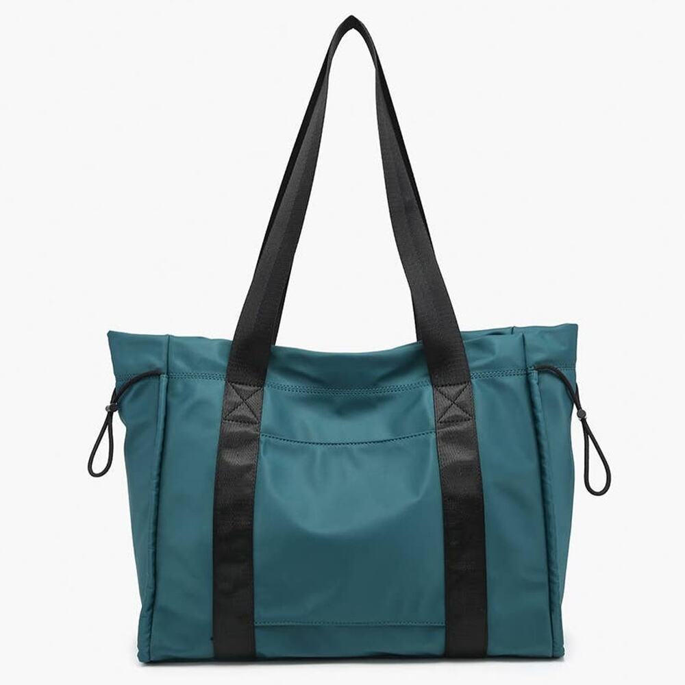 Lydia Drawstring Nylon Tote in Peacock